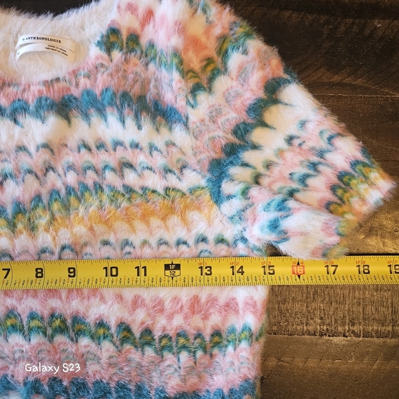 Anthropologie Multi-colored Swirl Pattern Super Soft and Fuzzy Sweater top - Picture 6 of 7